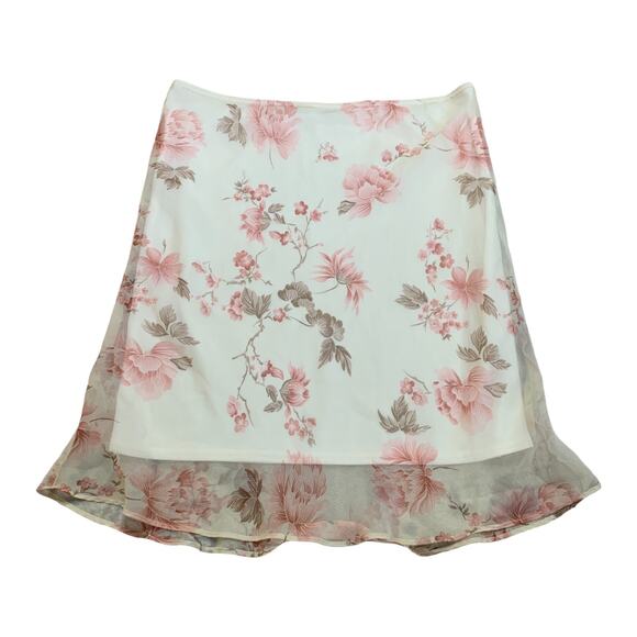 Vintage Dresses & Skirts - Vintage Dainty Delicate Flower Garden Rose Cottage Floral Flowy Skirt 9/10